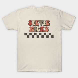 Stevie Nicks Checkered Retro Groovy Style T-Shirt